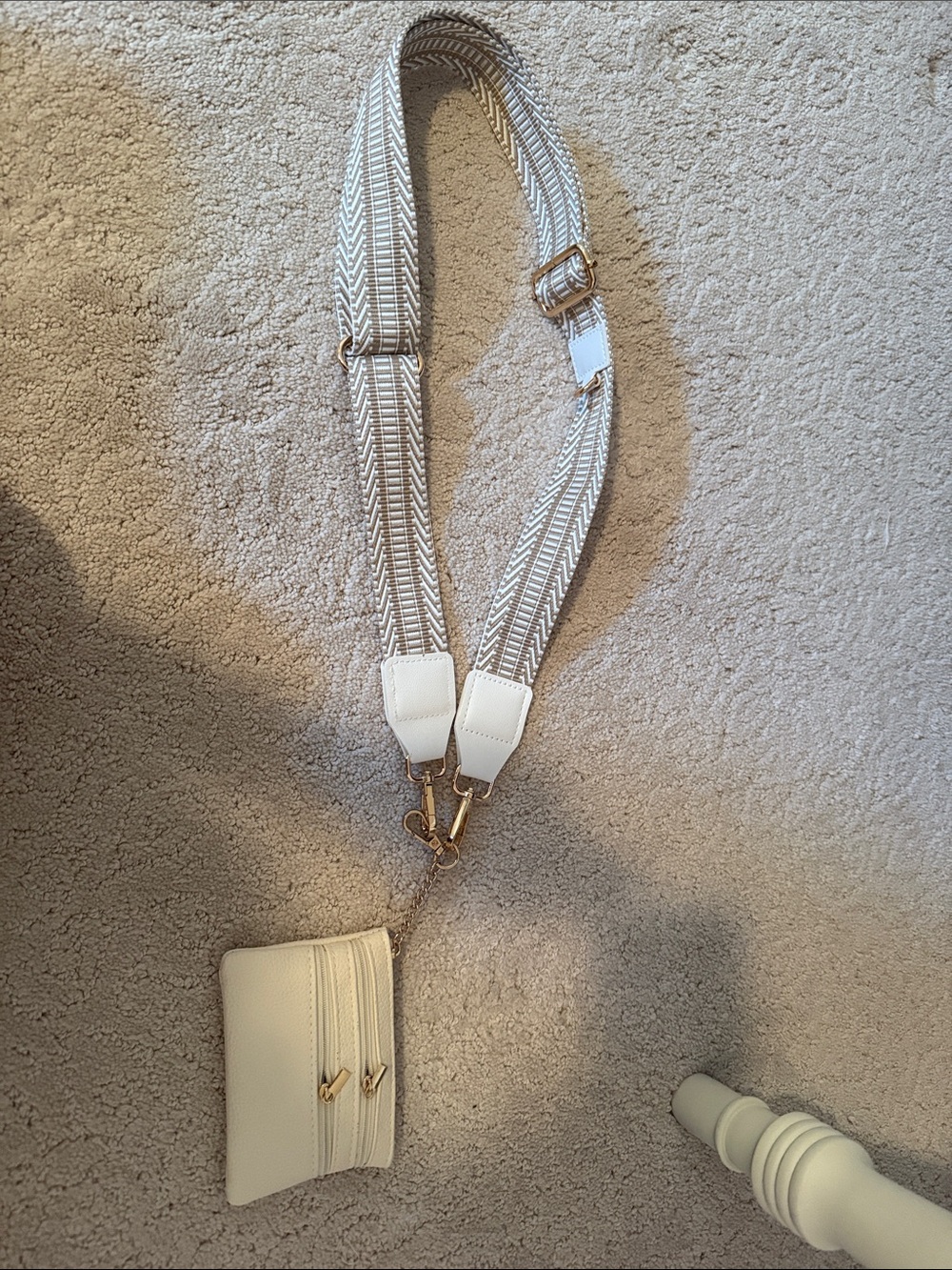 White Crossbody Wallet with Adjustable and Removable Strap